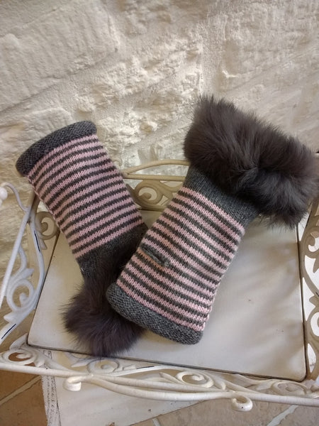 Fingerless Pink Striped Glove