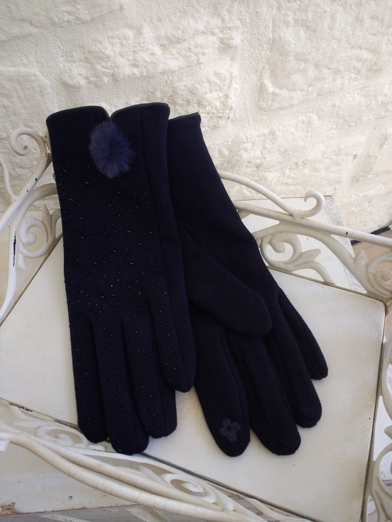 Navy Beaded Glove