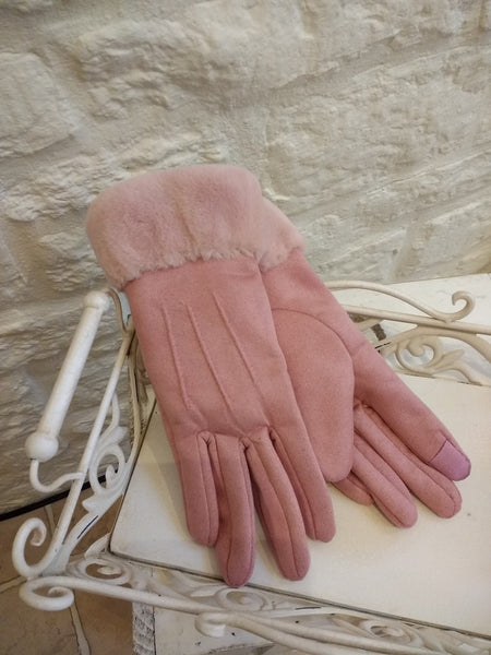 Pink Fur Trimmed Glove