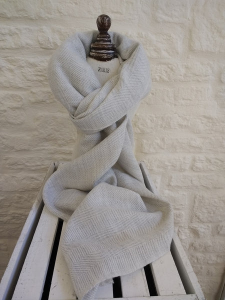 Cashmere Scarf in Stone Herringbone
